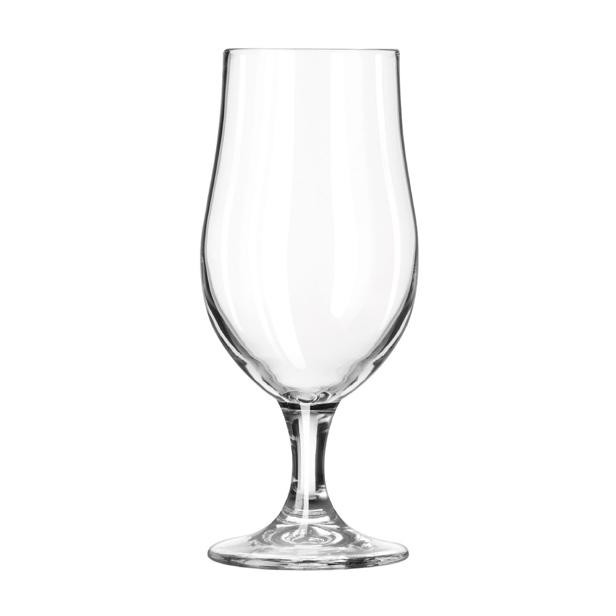 Vooraanzicht van het bierglas op voet Munich 49 cl. van helder glas, geschikt voor bedrukking.
