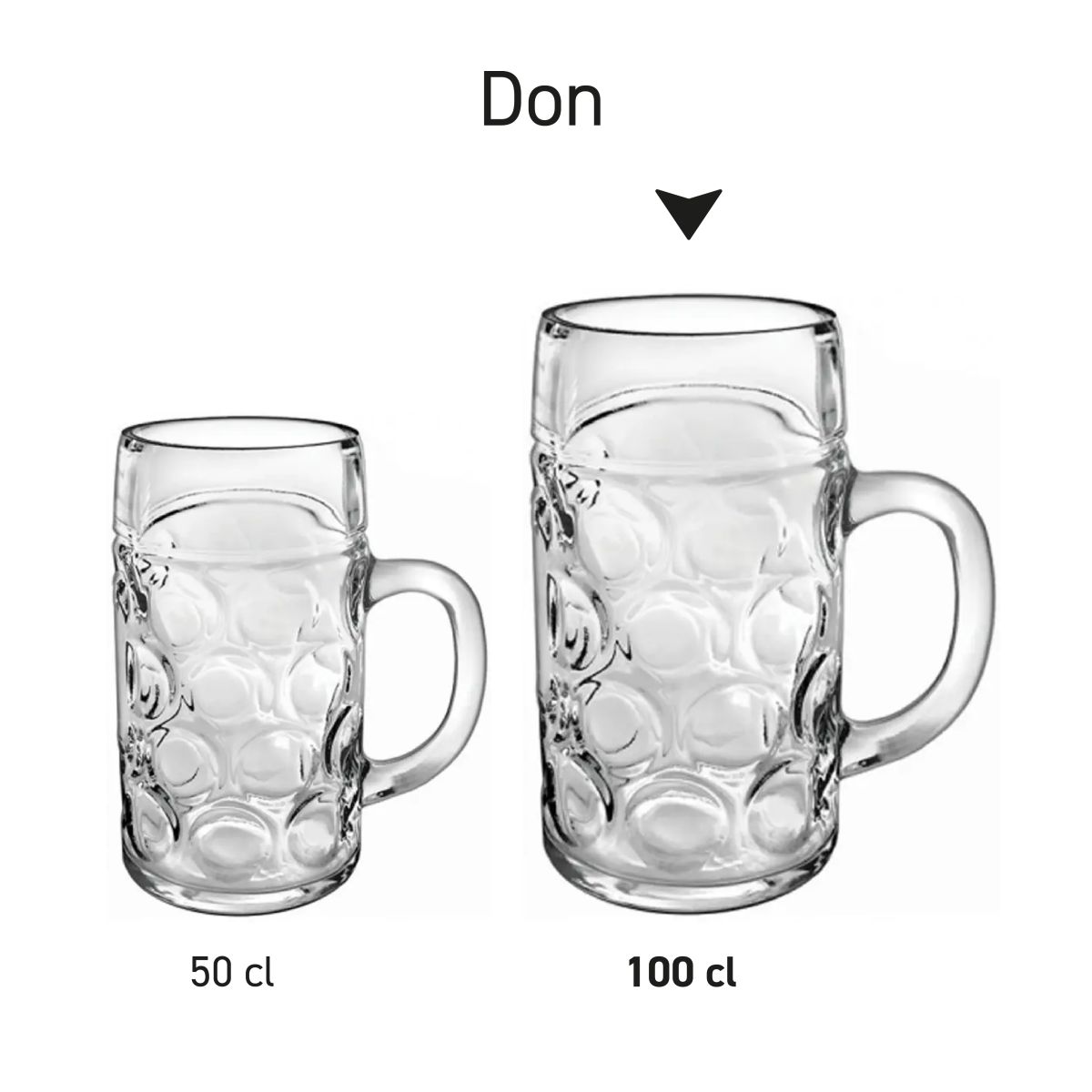 Seriebeeld van Don bierpullen in gelijke vorm met verschillende inhouden.