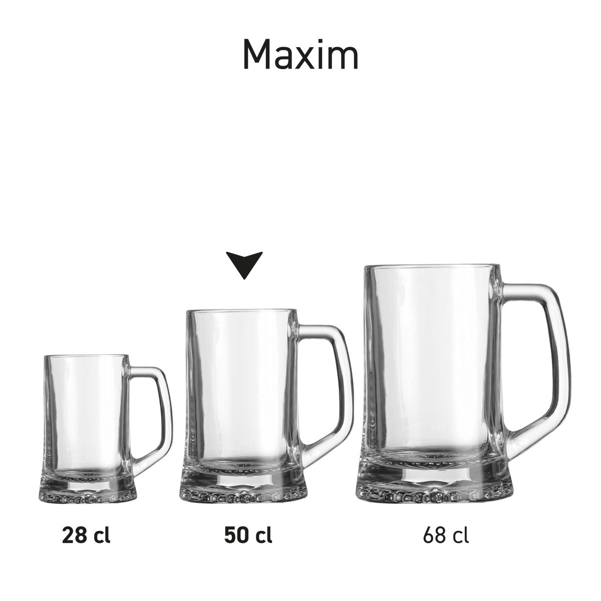 Serieafbeelding van bierpul Maxim 50 cl. glas naast andere modellen uit dezelfde lijn.