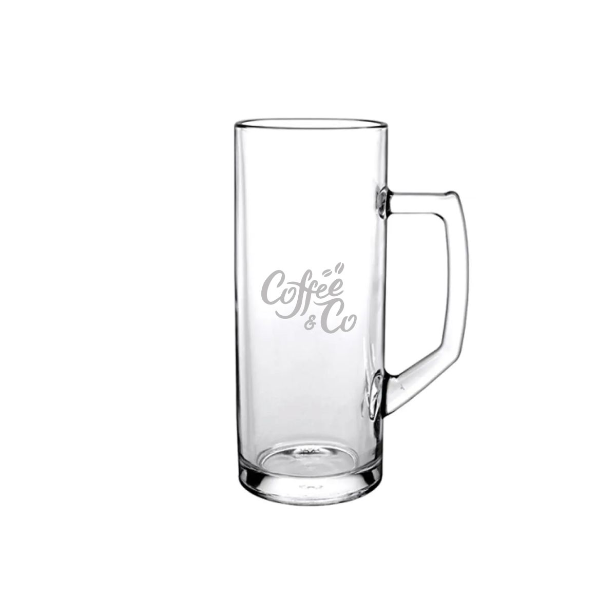 Voorzijde van Reno bierpul 30 cl. voorzien van glasgravure met CoffeeCo-logo.