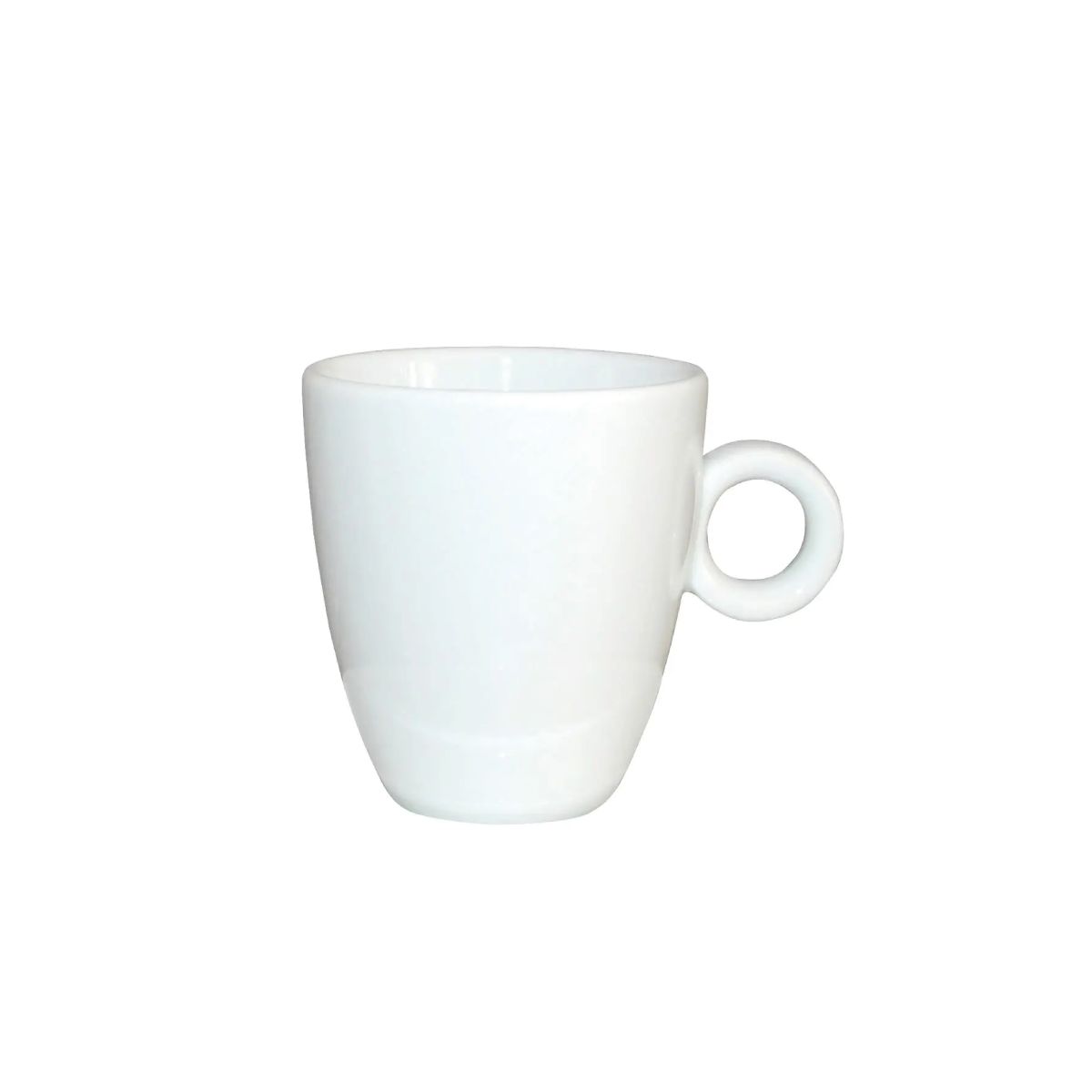 Vooraanzicht van witte Bola Espresso kop 9 cl, porselein, met smalle hoge vorm en glad oppervlak.