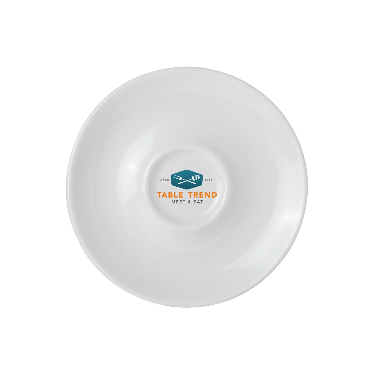 Meerkleurige TableTrend-logo-opdruk op Bola espressoschotel 12,5 cm van porselein.