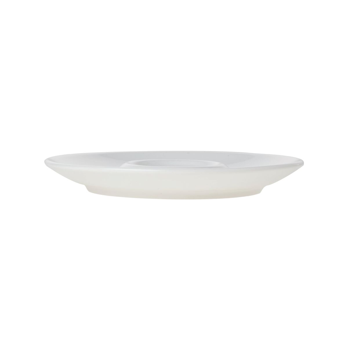 Zijaanzicht van Bola Koffie Cappuccino Schotel (14,5 cm) van porselein, toont randhoogte en profiel.