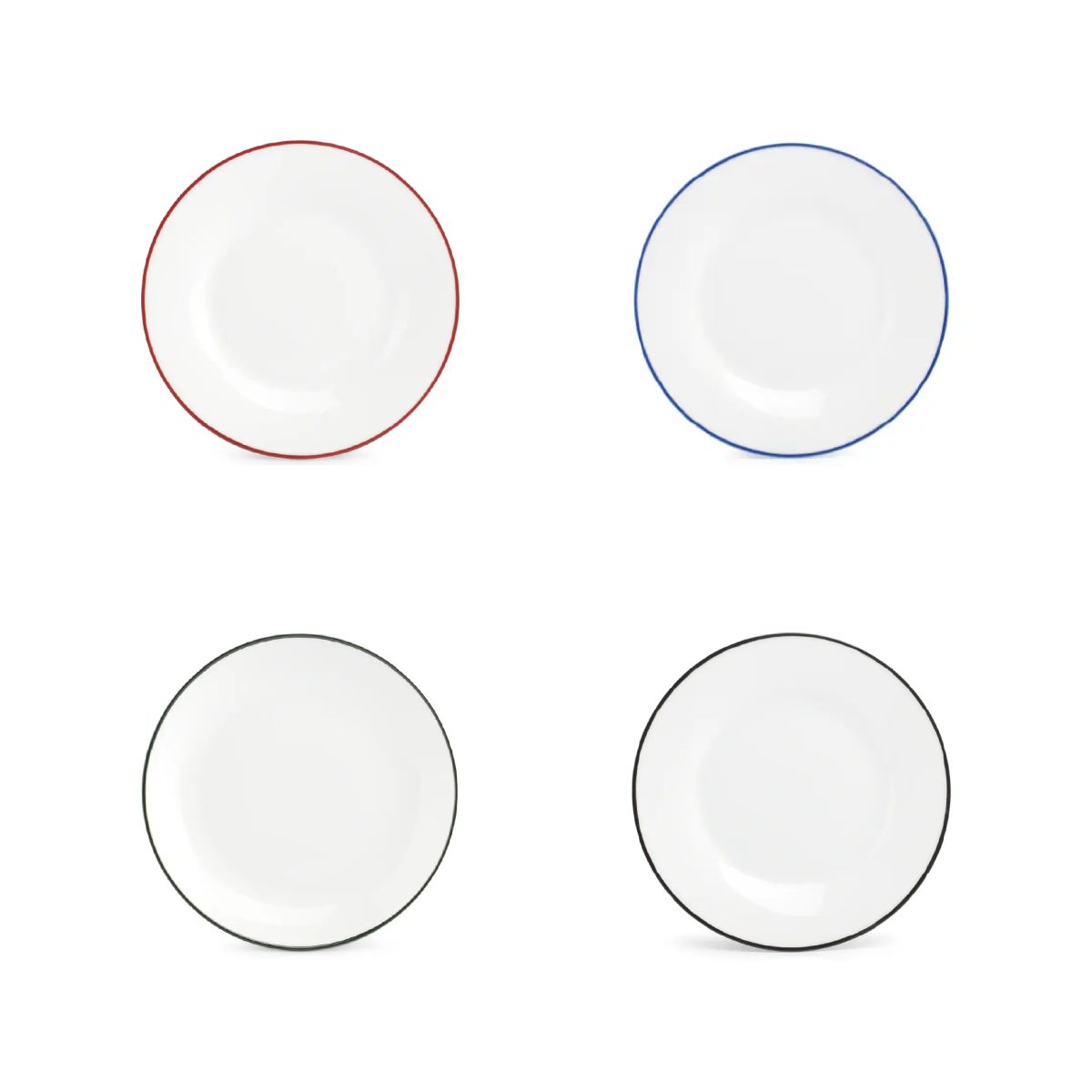 Overzicht van beschikbare kleuren voor het porseleinen bord Basic lijn 15 cm.