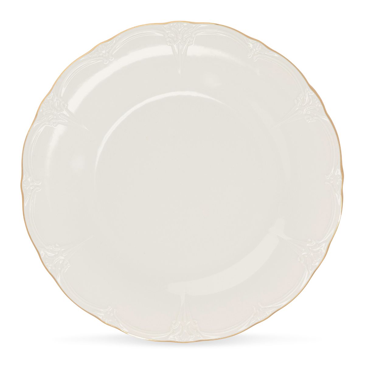 Ivoor-goud porseleinen Bord Retro 27 cm in vooraanzicht met ronde vorm en gladde afwerking zichtbaar.