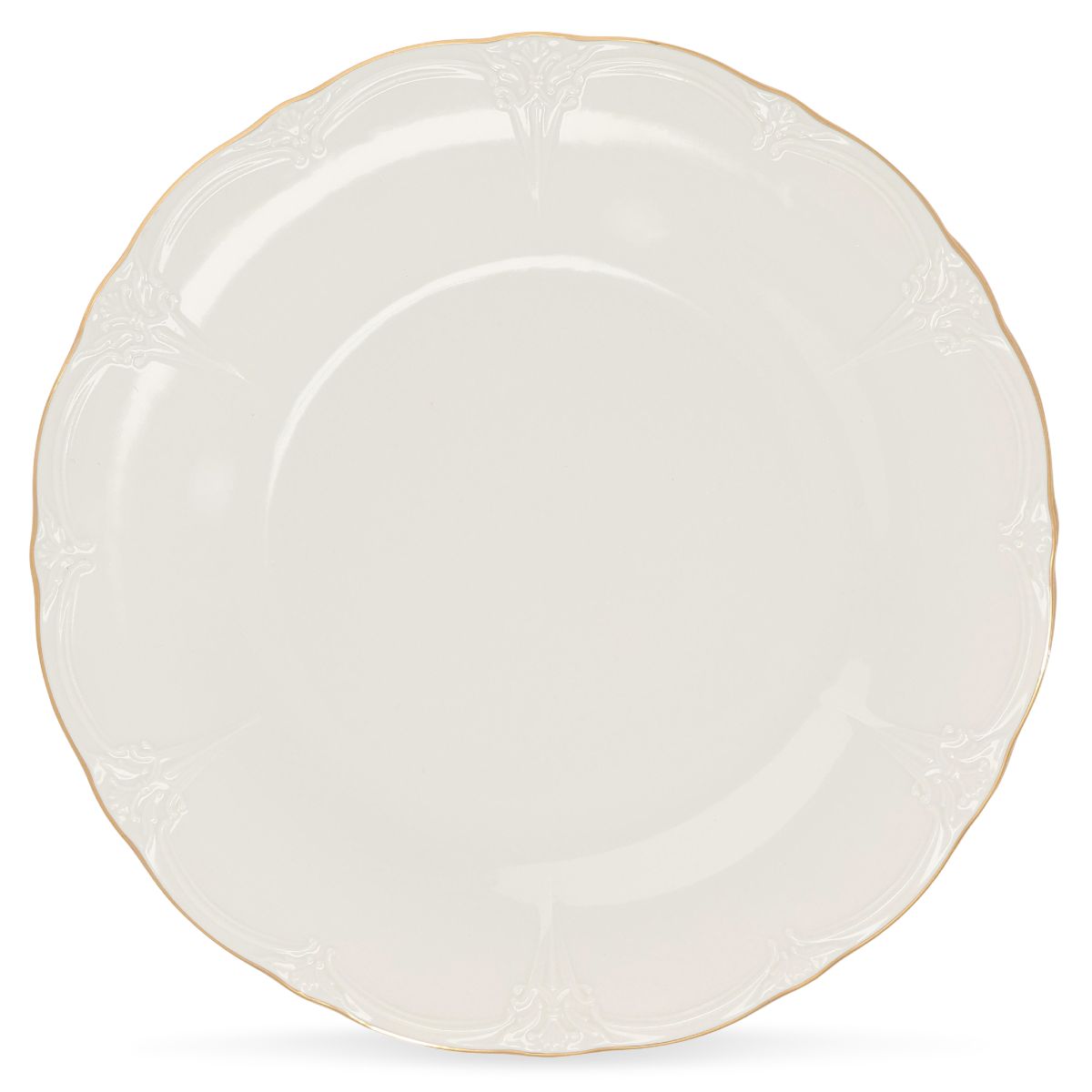 Rond ivoor-goud bord Retro 32 cm met glad oppervlak en subtiele opstaande rand in frontaal aanzicht.