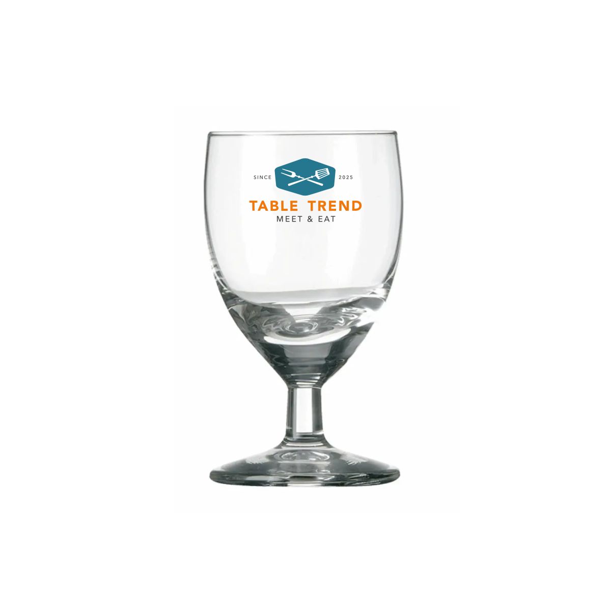 Gilde borrelglas 6 cl. met meerkleurig TableTrend-logo op voorzijde, gedrukt op helder glas.