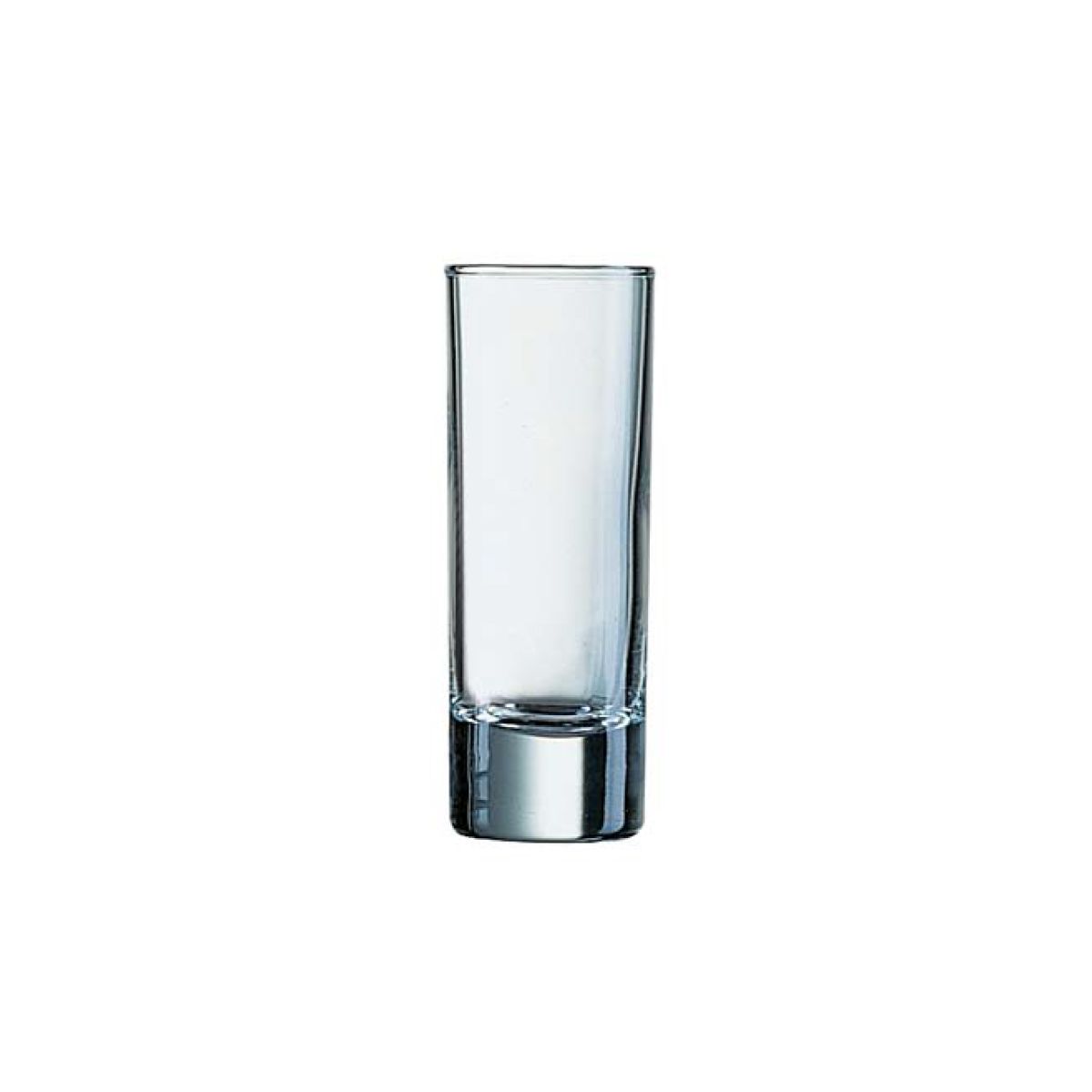 Helder borrelglas Islande 6,5 cl. in vooraanzicht, met eenvoudige cilindervorm en glad oppervlak.