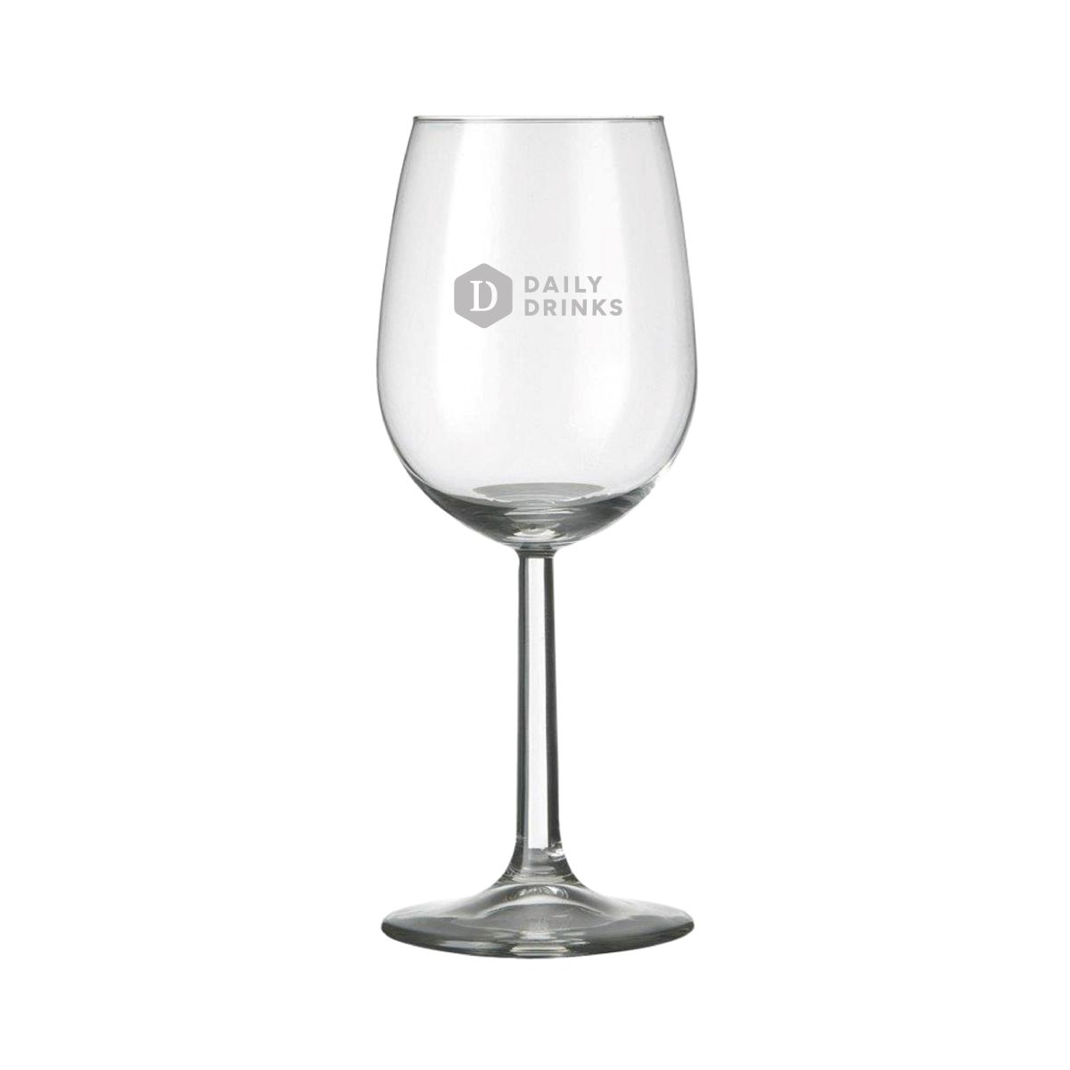 Gravure van DailyDrinks-logo zichtbaar op de voorkant van het Bouquet wijnglas 29 cl.