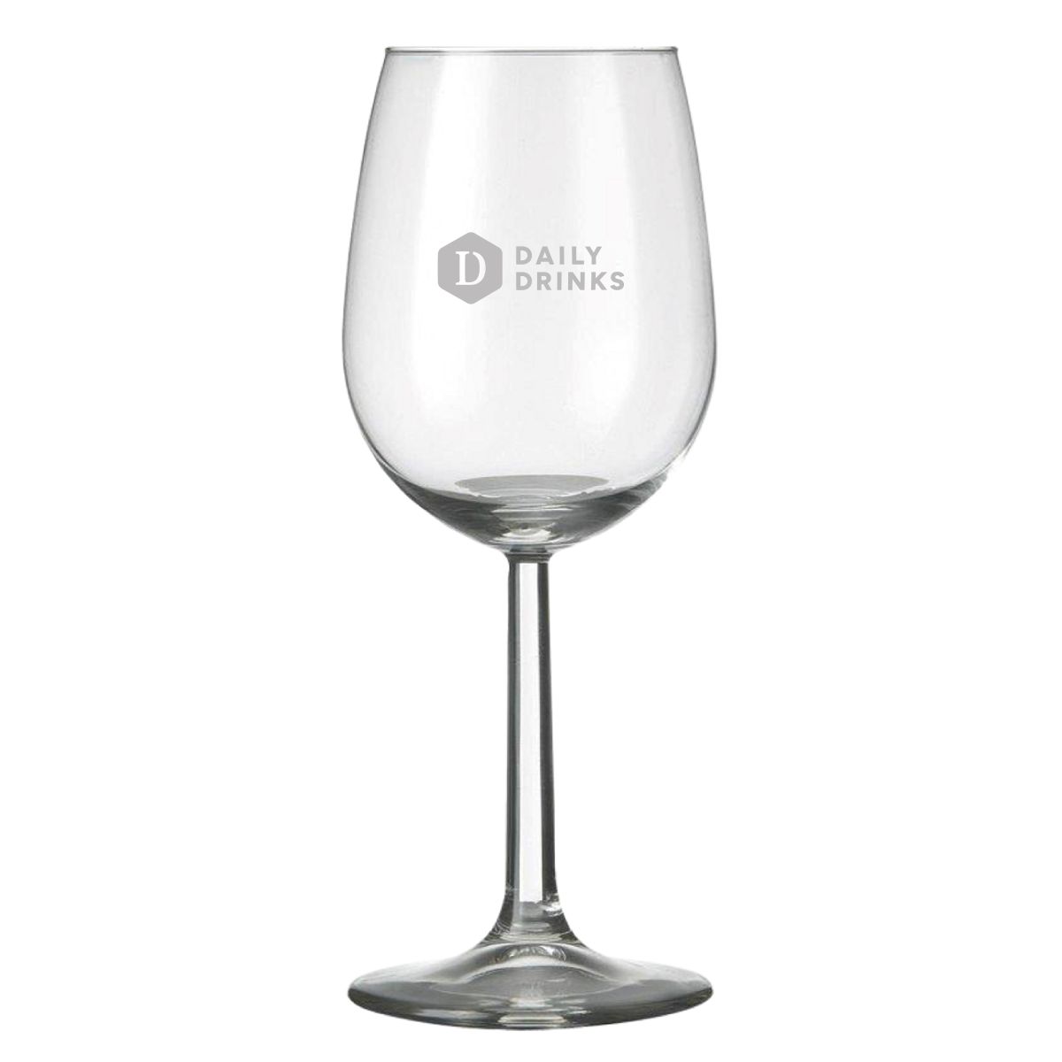 Gravure van DailyDrinks-logo zichtbaar op voorzijde van het Bouquet wijnglas 45 cl.
