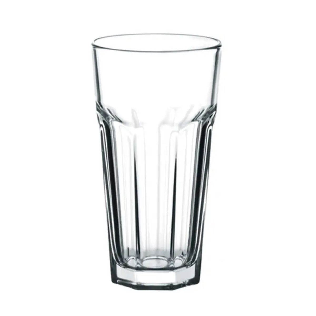 Casablanca Juice glas van 36,5 cl. in helder glas, recht van voren gefotografeerd.