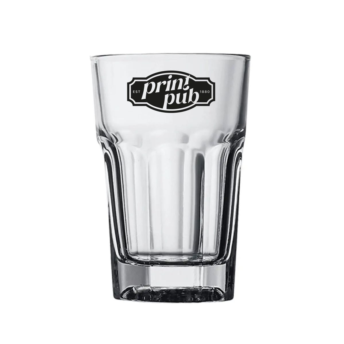 Casablanca Longdrink glas 35,5 cl. voorzien van bedrukt PrintPub-logo in één kleur op voorzijde.