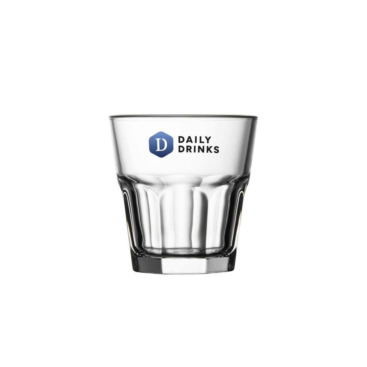 Casablanca Rocks glas 20,8 cl. bedrukt met meerkleurig DailyDrinks-logo op de voorzijde.