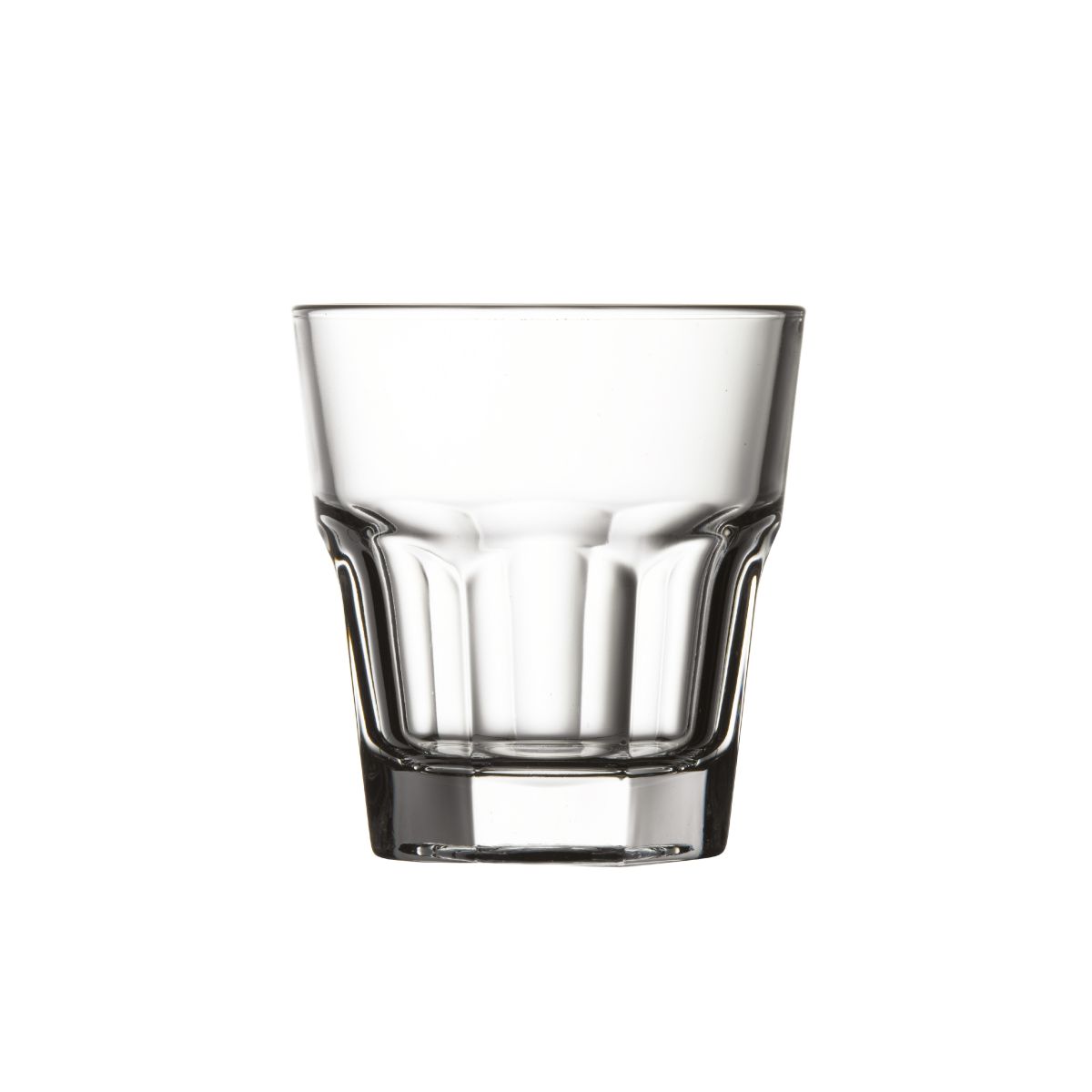 Casablanca Rocks glas 24,5 cl. van helder glas, gefotografeerd recht van voren tegen neutrale achtergrond.