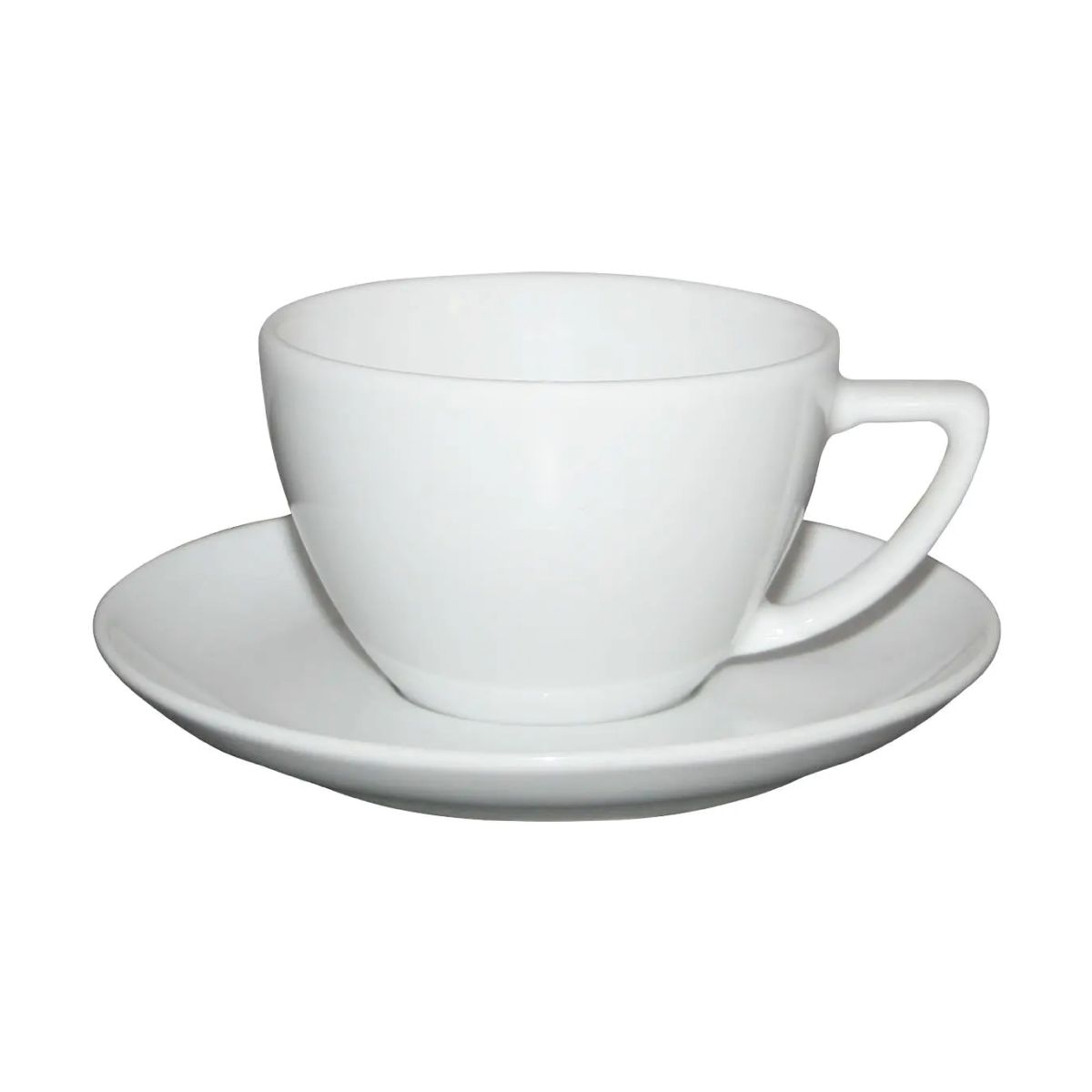 Classic Cappuccino SET van wit porselein met inhoud van 20 cl., in frontaal aanzicht weergegeven.