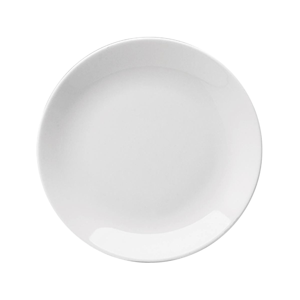 Vooraanzicht van coupebord Hotel in wit porselein met een diameter van 21 cm en glad oppervlak.