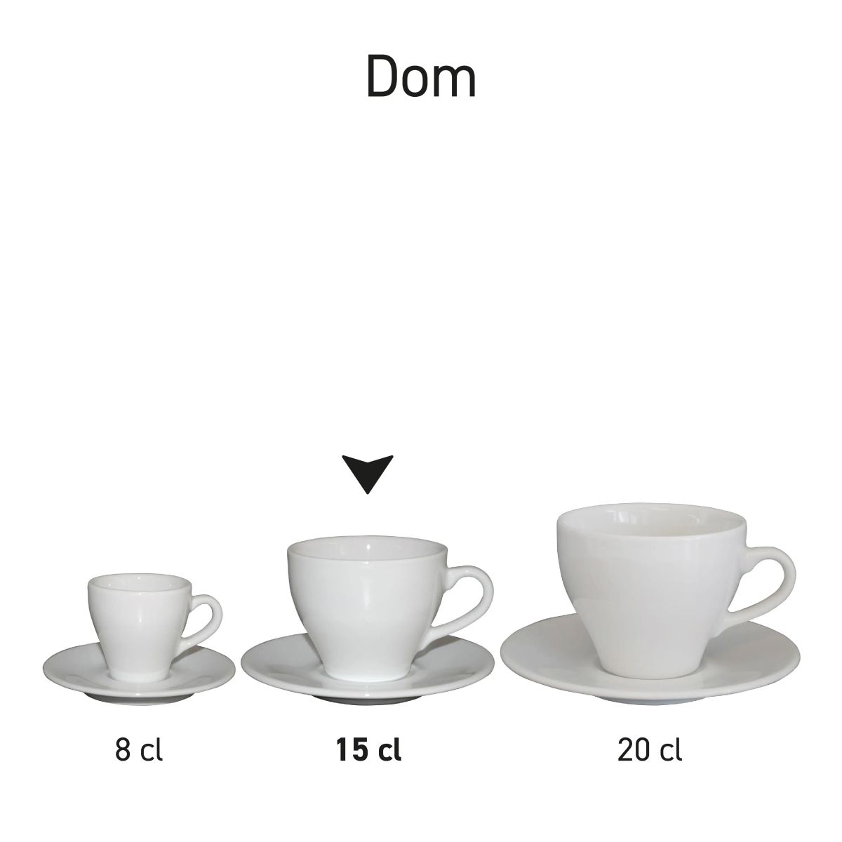 Serie Dom Koffie sets wit in porseleinen SET gepresenteerd als productlijn van de Dom-serie..