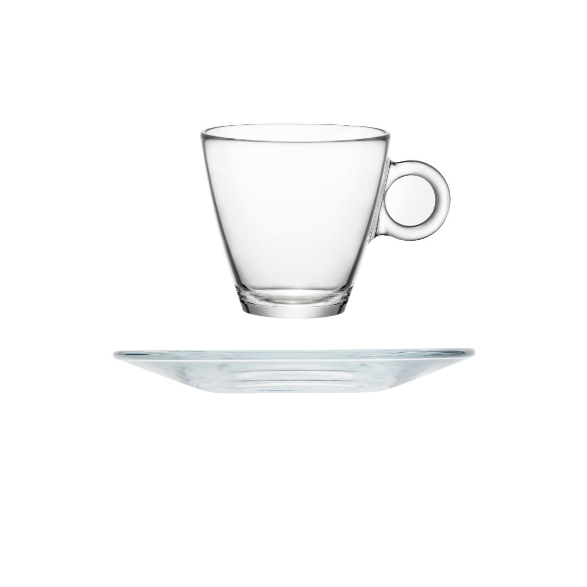 Transparant Easy Bar Cappuccino 23 cl. SET in vooraanzicht, staand op witte achtergrond.