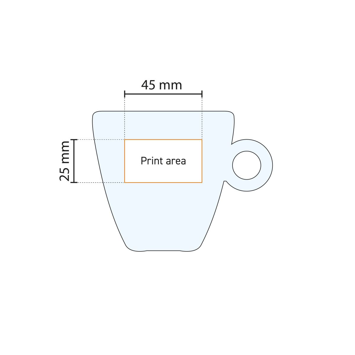 Maatoverzicht van Easy Bar cappuccino kop 23 cl. glas in infographic met hoogte en diameter.
