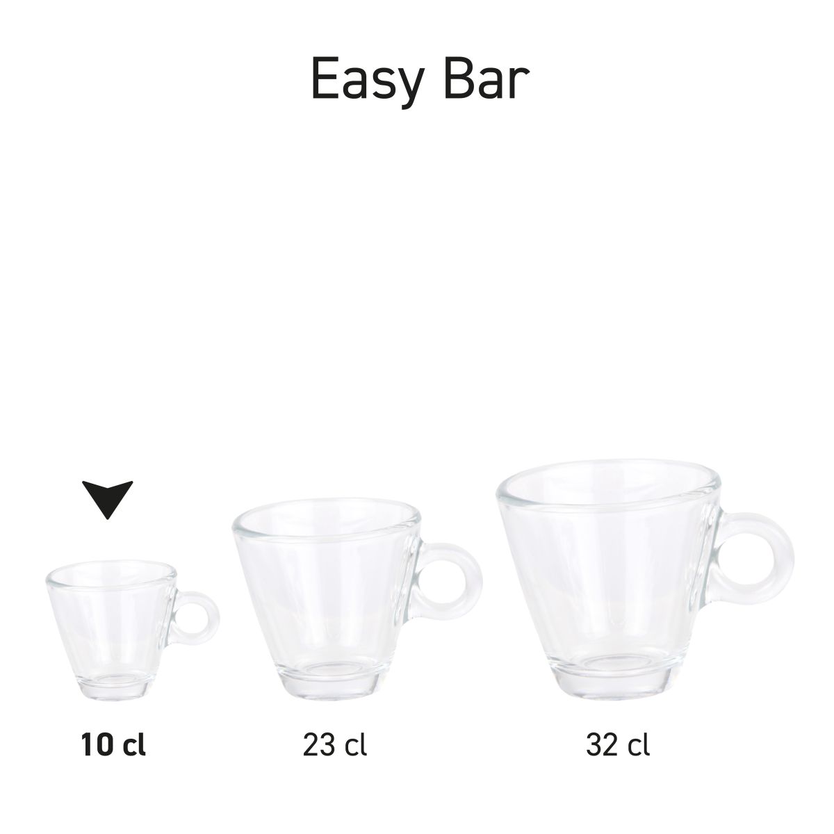 Meerdere glazen Easy Bar Koppen gepresenteerd als serie.