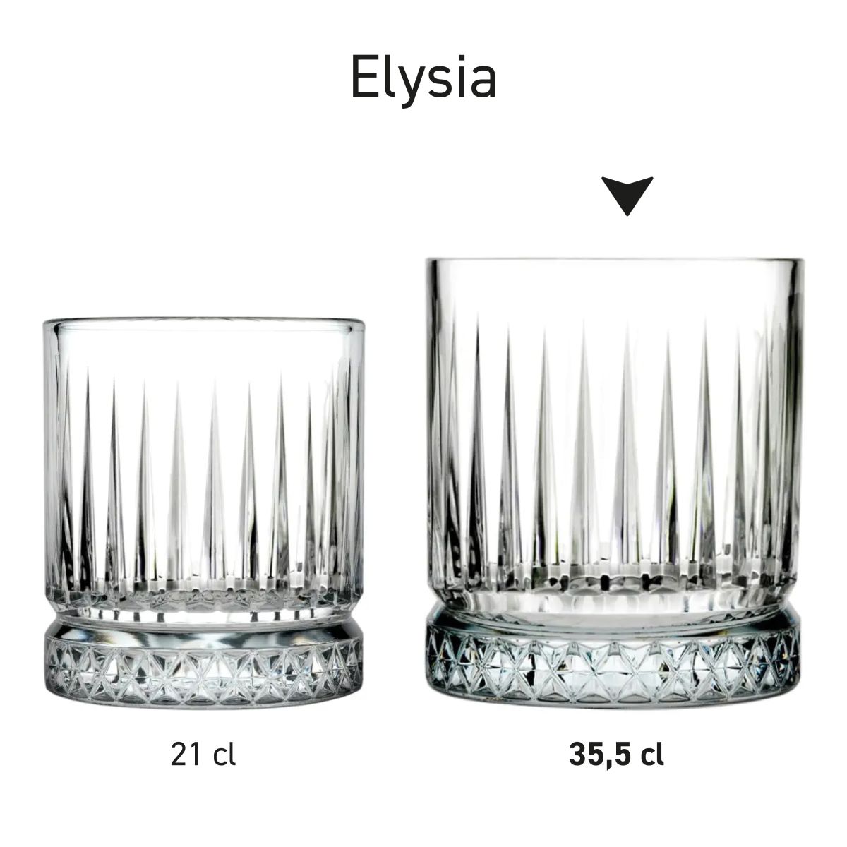 Serie van verschillende Elysia Whisky glazen gepresenteerd in een visueel overzicht.