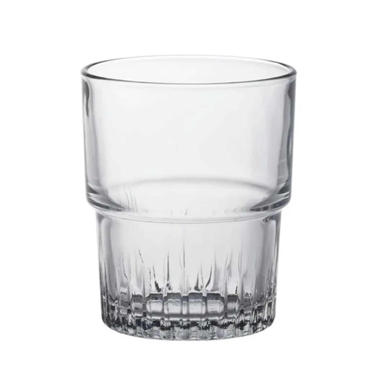 Helder stapelbaar glas Empilable 20 cl, cilindervormig en frontaal weergegeven.