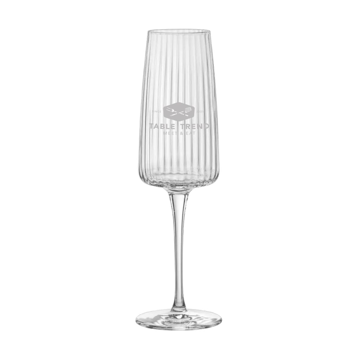 Gravure van TableTrend-logo op het vooraanzicht van het Exclusiva Champagneglas 25,5 cl.