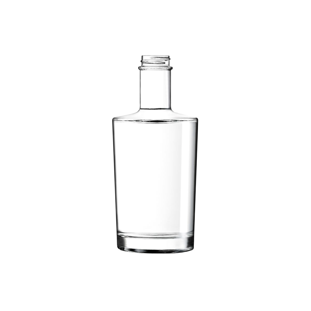 Vooraanzicht van de glazen Fles Neos 0,35 liter met rechte vorm en smalle hals.