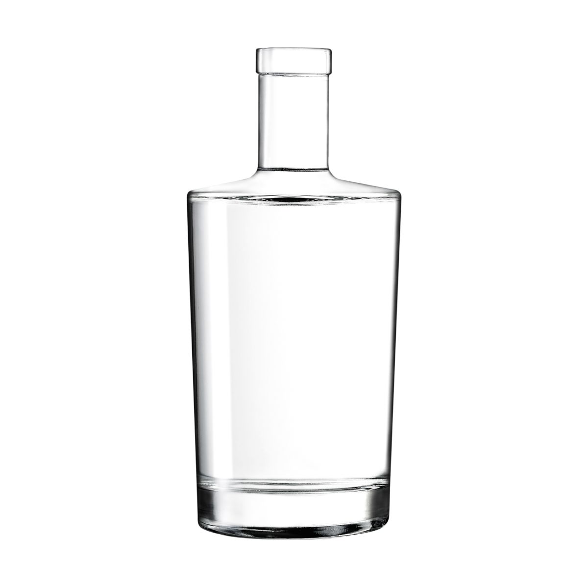Fles Neos 0,7 liter in glas met rechte vorm en lange hals, weergegeven in vooraanzicht.