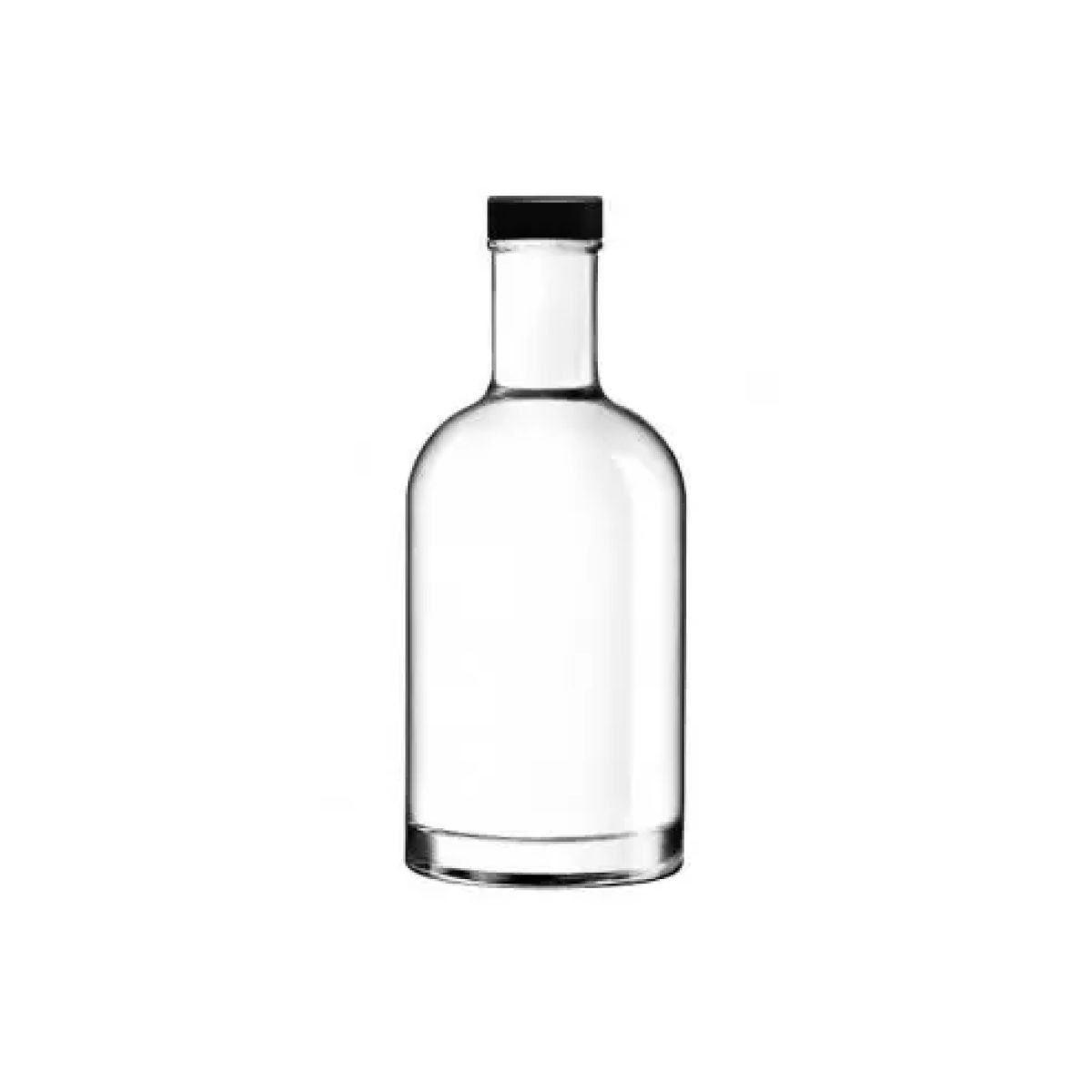 Glazen fles Oslo 0,35 liter in recht vooraanzicht met zwarte dop of logo.