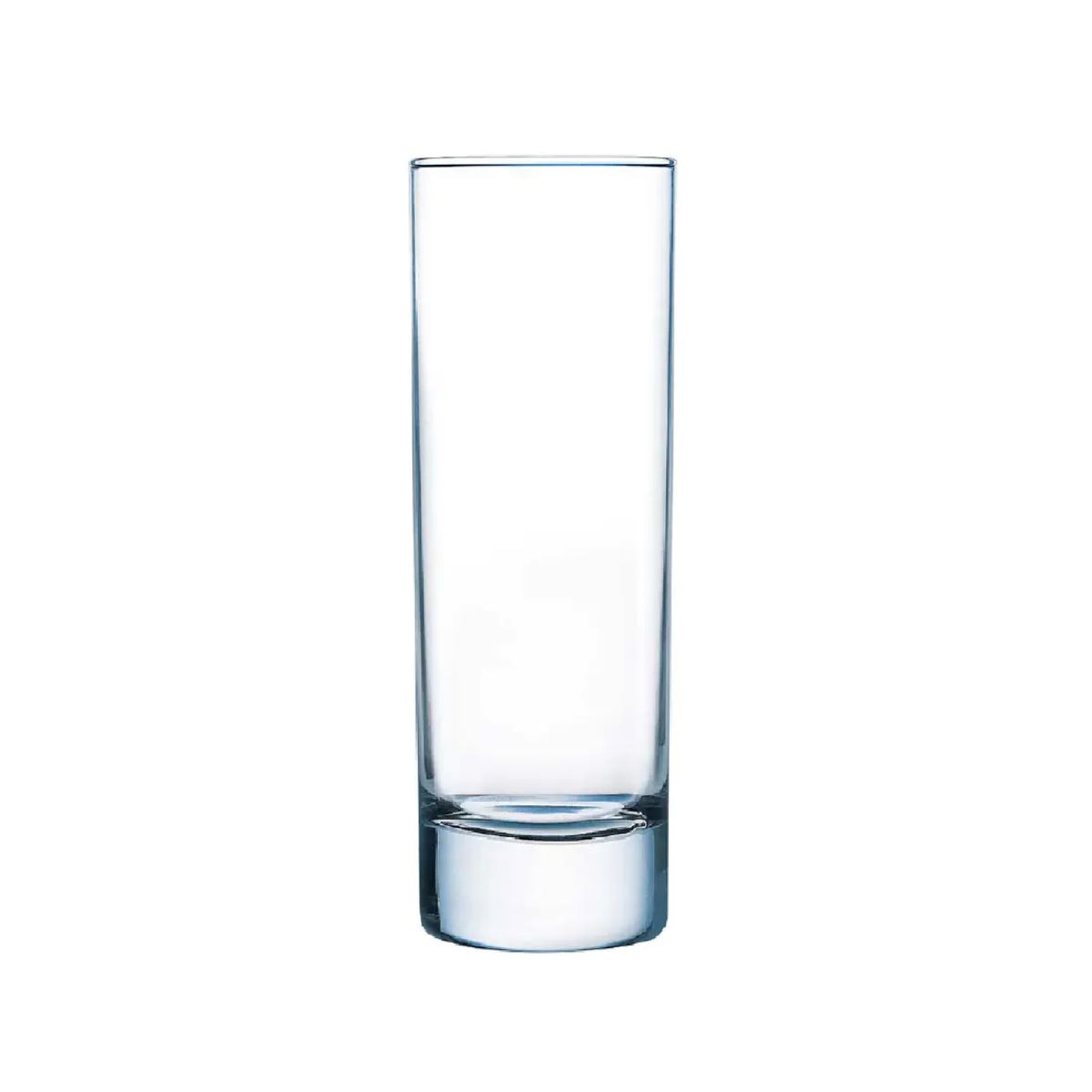 Vooraanzicht van het Islande longdrink glas 22 cl. in transparant, cilindervormig glas.