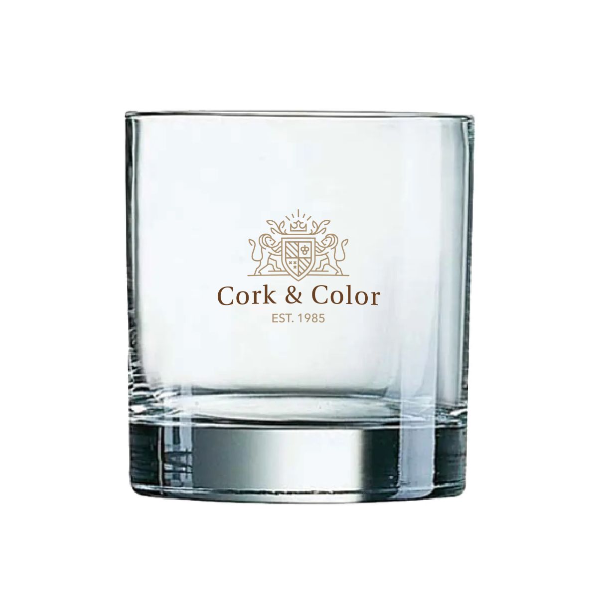 Islande Tumbler glas 38 cl met meerkleurig CorkColor-logo op de voorzijde gedrukt.