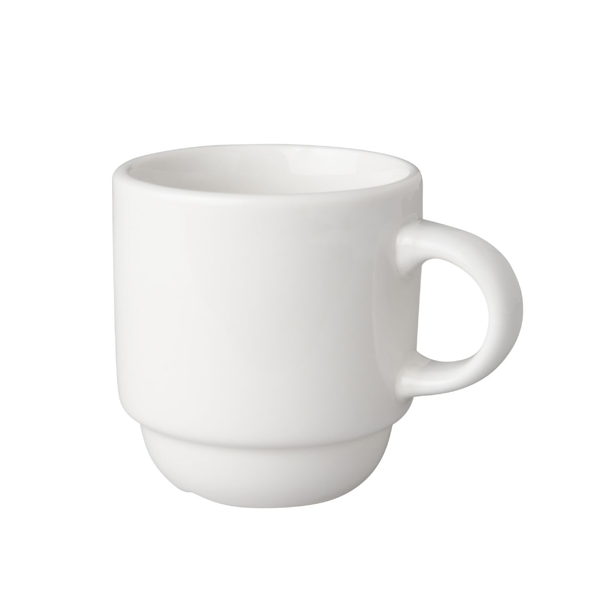 Vooraanzicht van Koffiekop wit Budgetline Smal 14 cl. met slanke vorm en klein oor.