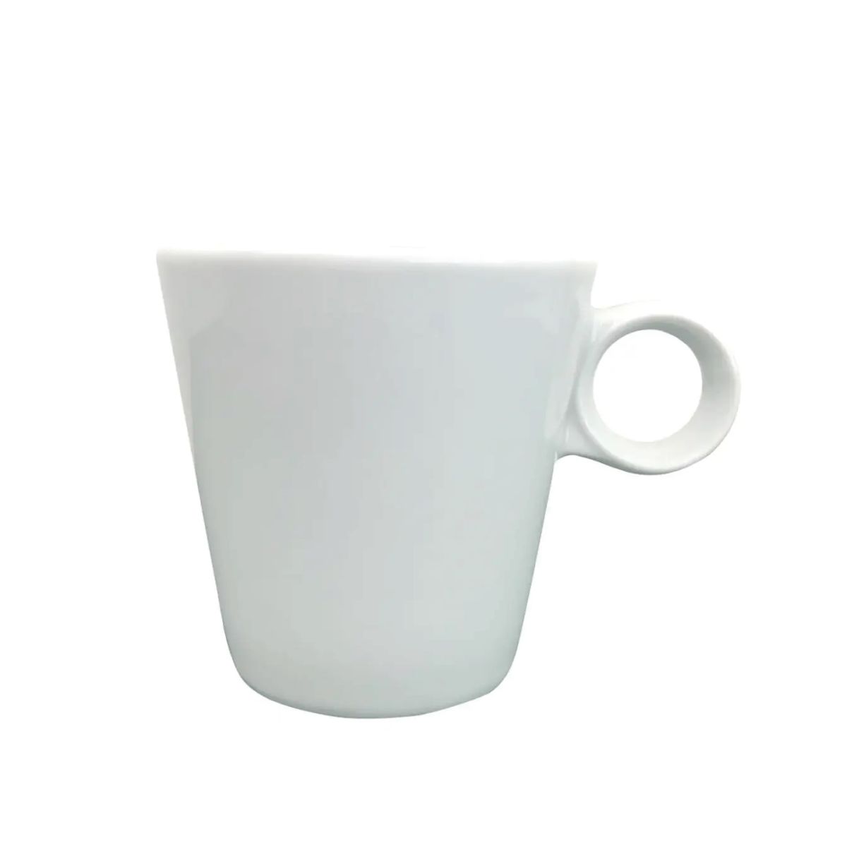 Vooraanzicht van de witte Lukas cappuccinokop van 19,5 cl. gemaakt van glad porselein.