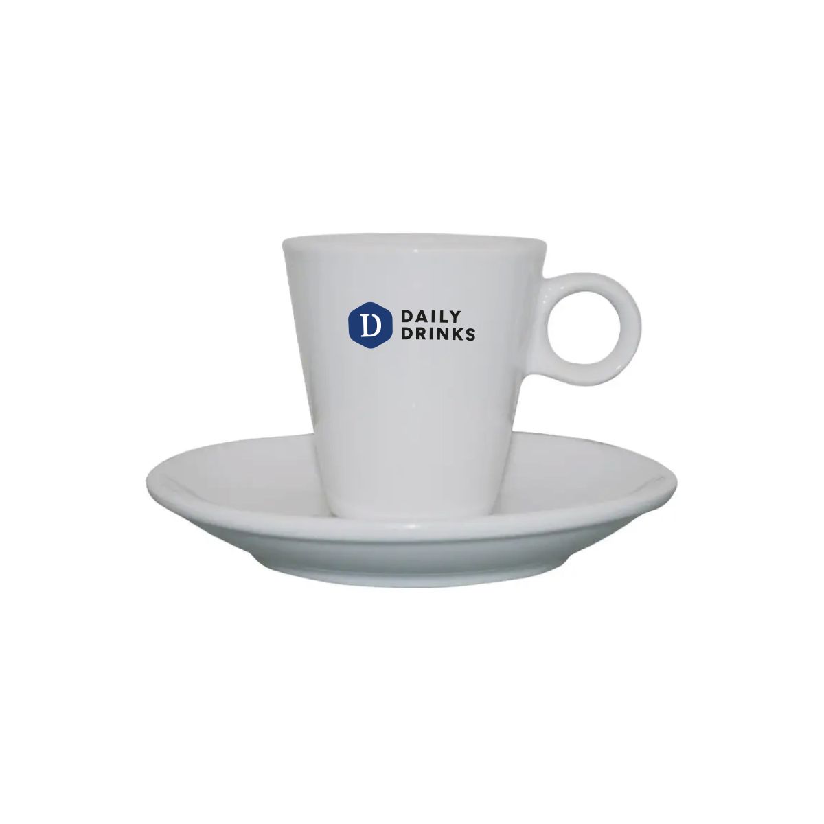 Lukas espresso wit 7.5 cl uit SET met meerkleurig DailyDrinks-logo op de voorkant.
