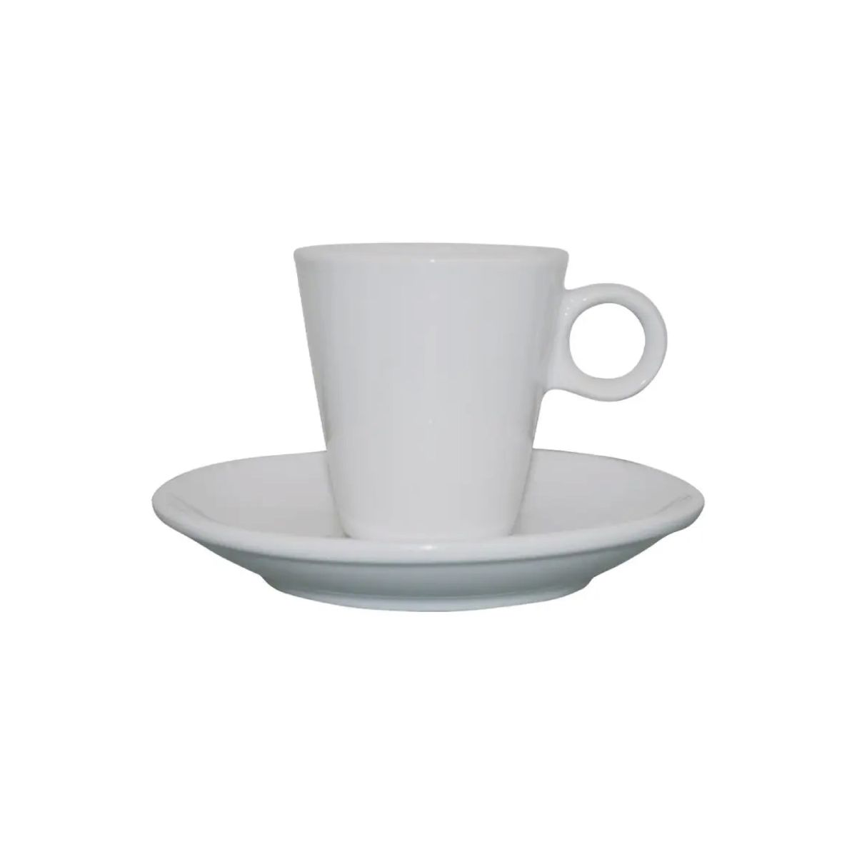 Voorzijde van de Lukas espresso wit 7.5 cl uit SET, uitgevoerd in glad porselein.