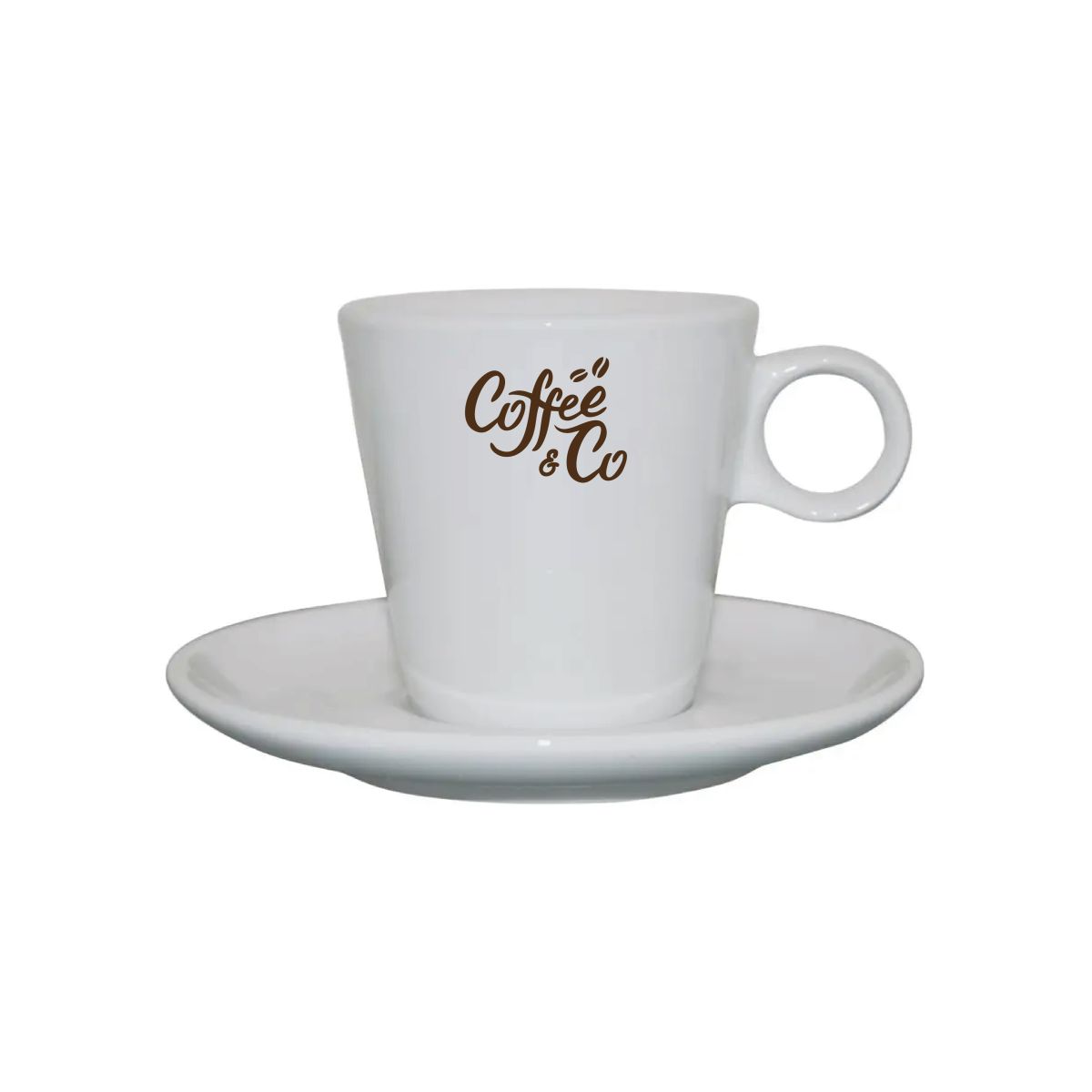 Lukas koffie wit 16 cl. set voorzien van eenkleurige logo-opdruk van CoffeeCo aan de voorkant.