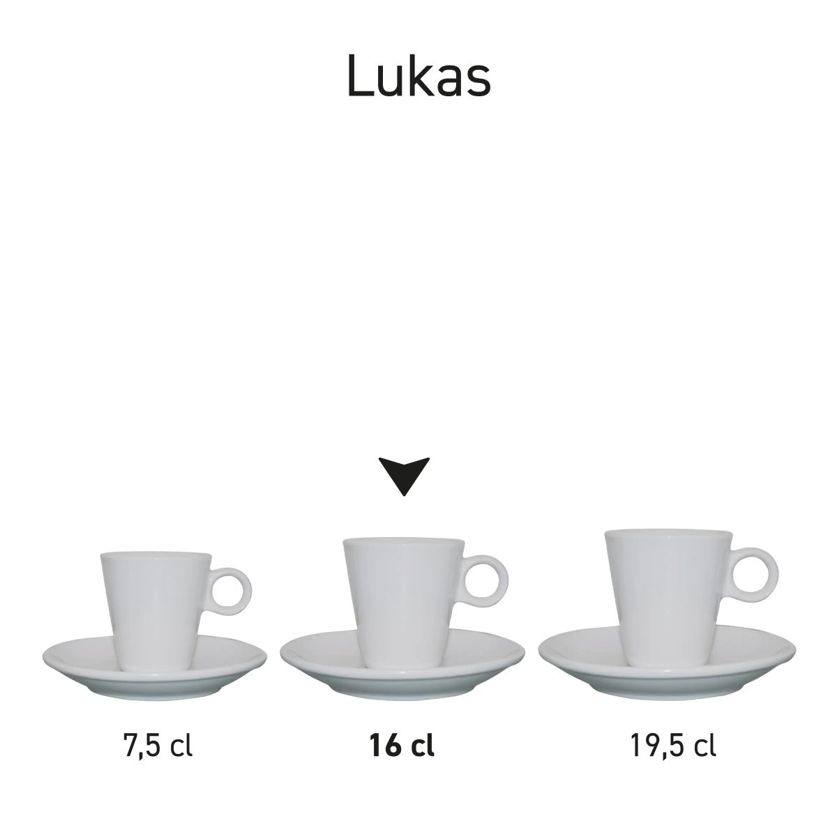 Sets van Lukas-serie gemaakt van porselein, overzichtelijk opgesteld in serie.