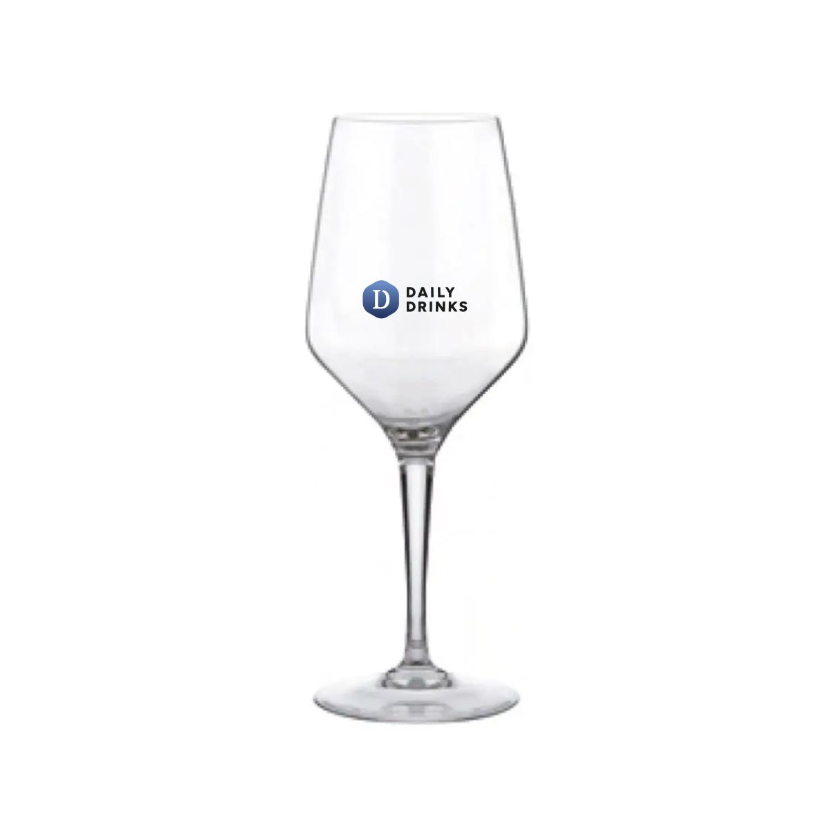 Mencia 25 cl. wijnglas met kleurrijk DailyDrinks-logo op de voorzijde gedrukt.