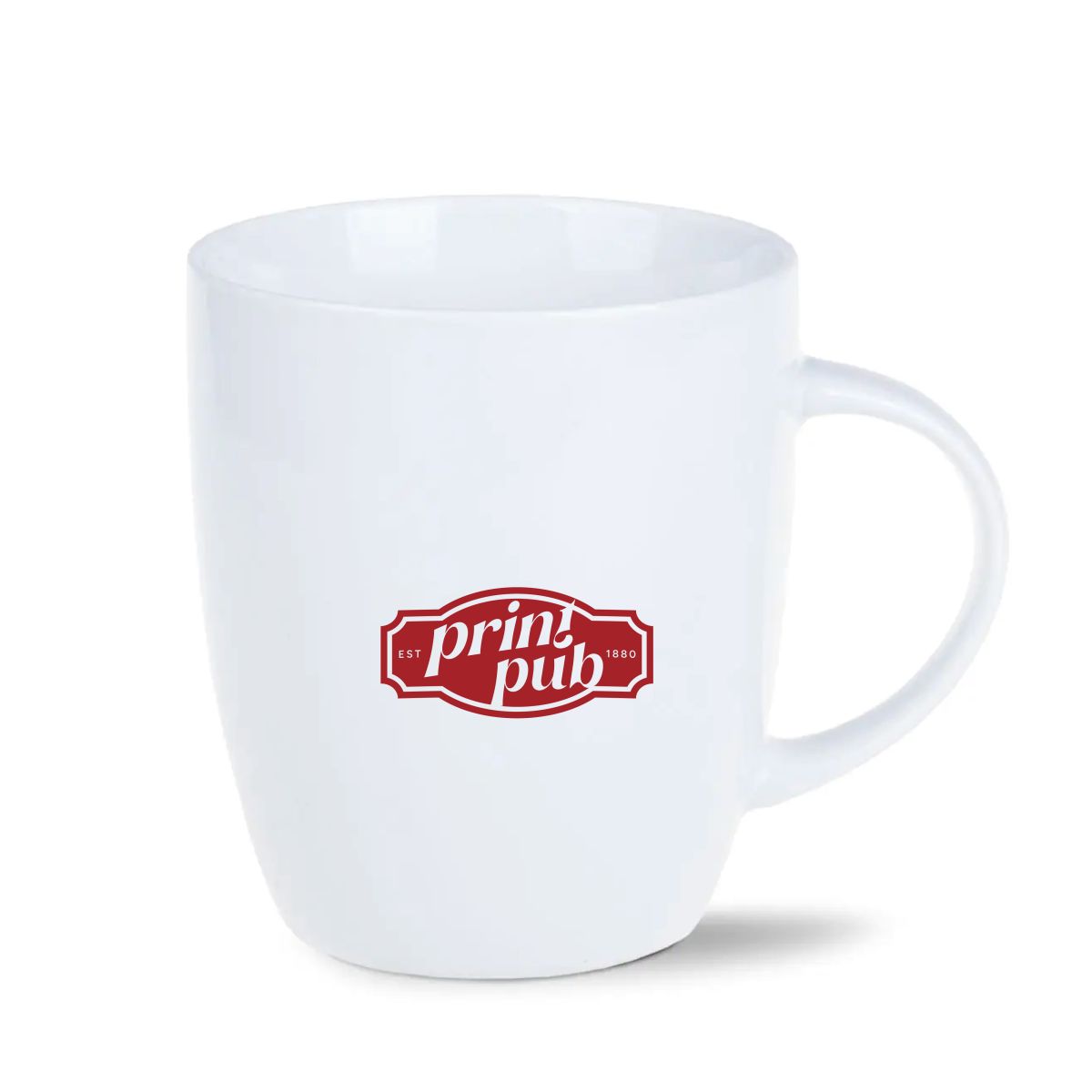 Porseleinen Mini Specta mok 28 cl. met enkelkleurig PrintPub-logo bedrukt op de voorzijde.