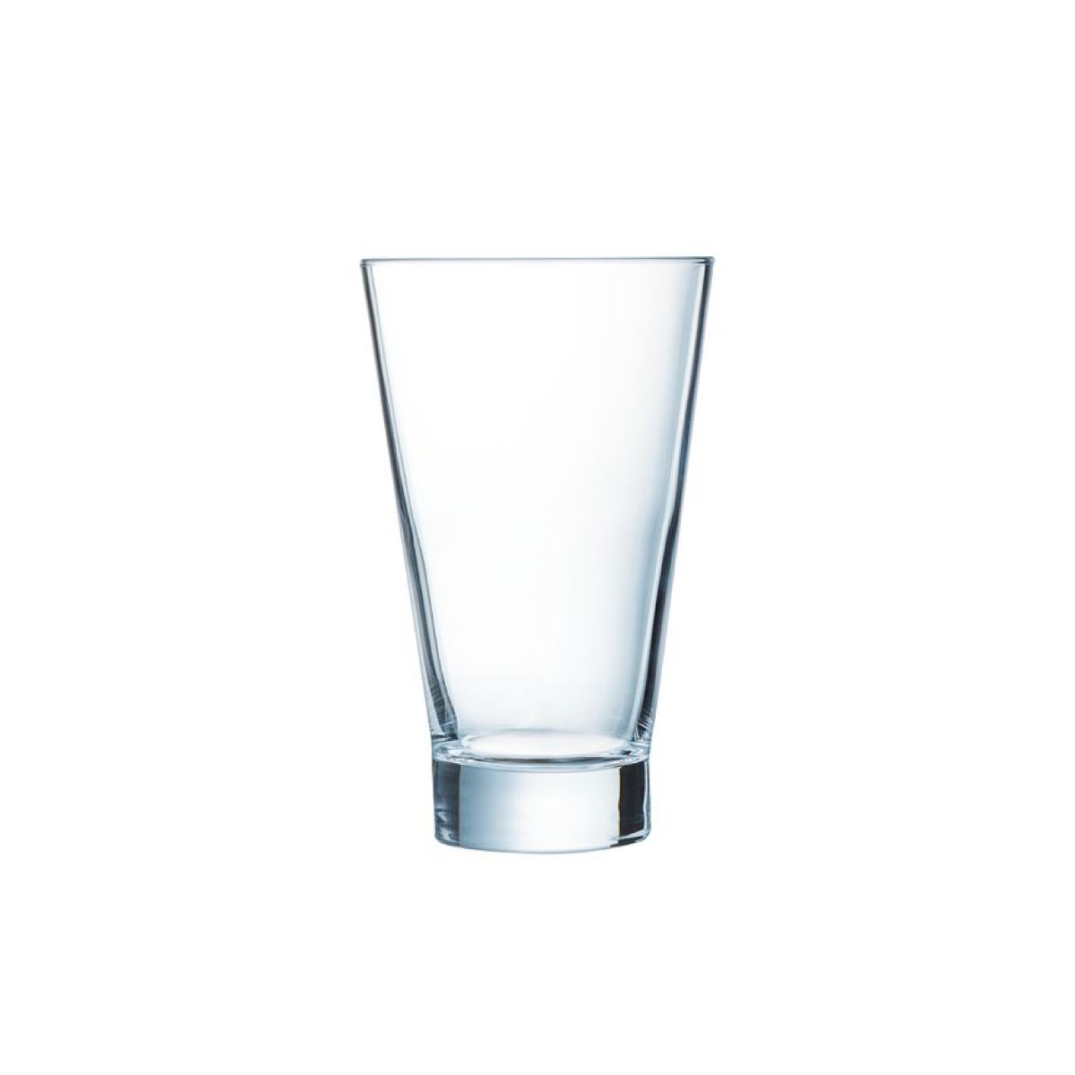 Vooraanzicht van een transparant Shetland 22 cl. glas, geschikt voor frisdrank of sap.