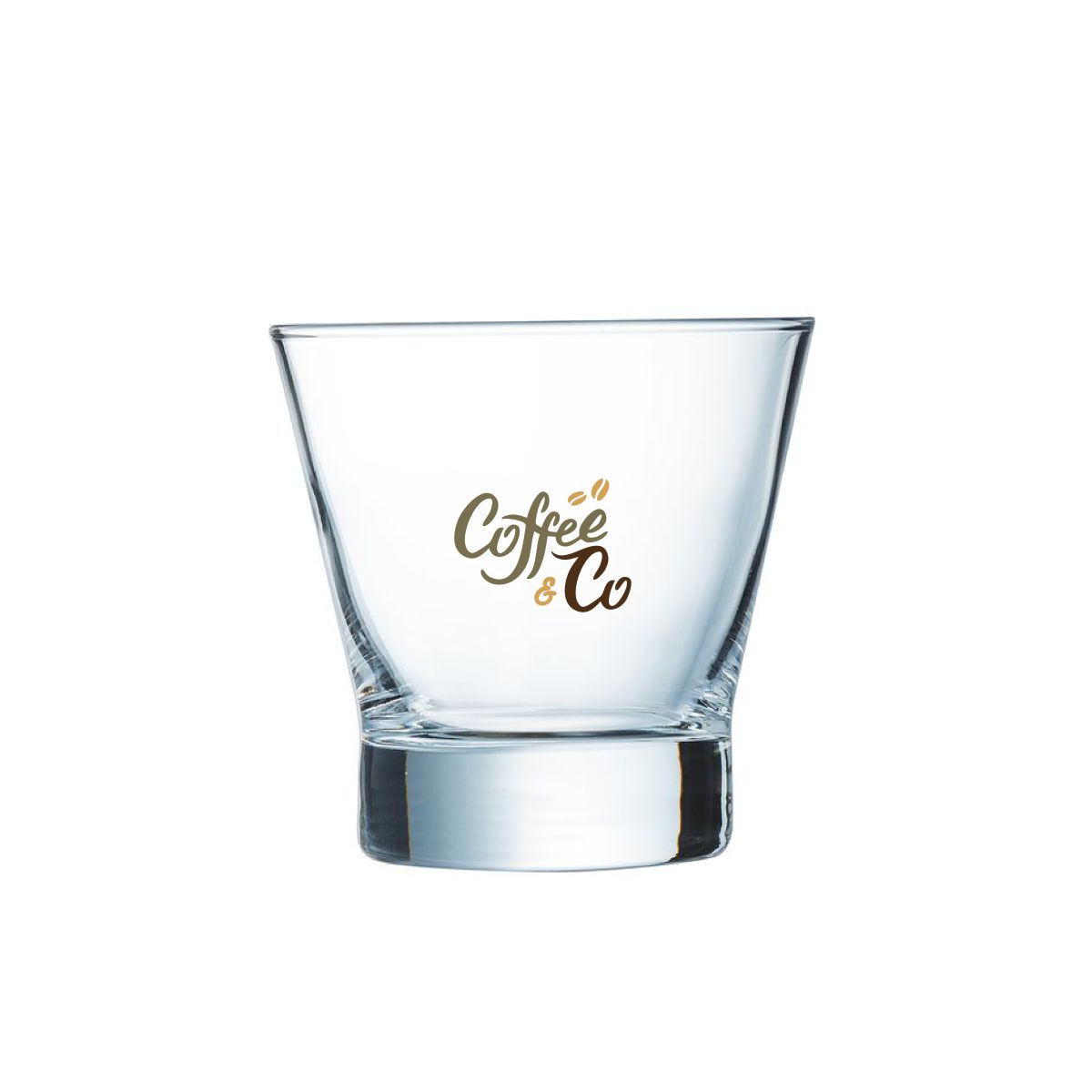 Shetland 25 cl. glas met CoffeeCo-logo in twee tot vier kleuren op de voorzijde.
