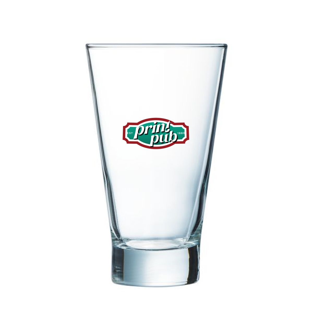 Voorzijde van het Shetland 35 cl. glas bedrukt met full-colour PrintPub-logo.