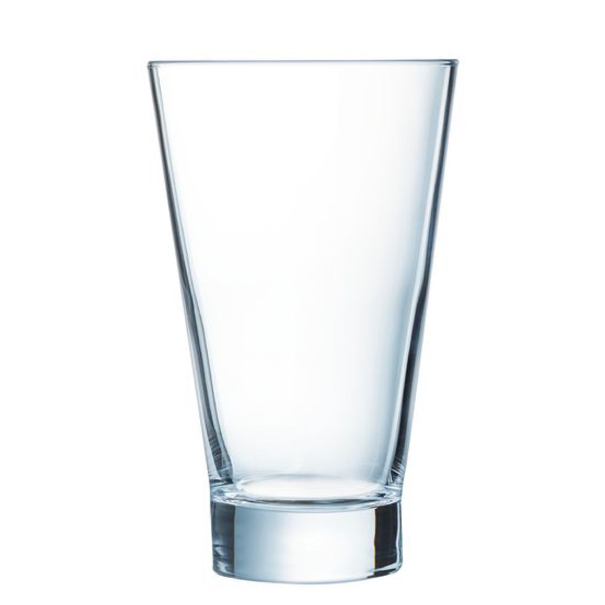 Vooraanzicht van een transparant Shetland 42 cl. glas, geschikt voor bier of frisdrank.