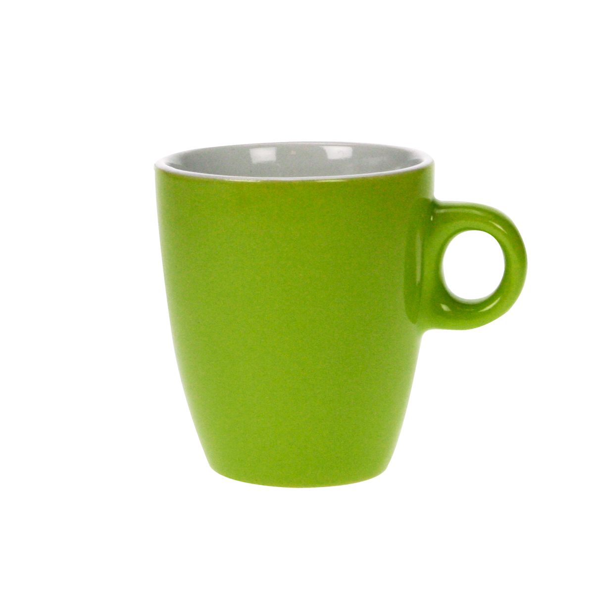 Groen-witte Sonja mok van 18 cl in porselein, met uniforme kleur en comfortabele grip.