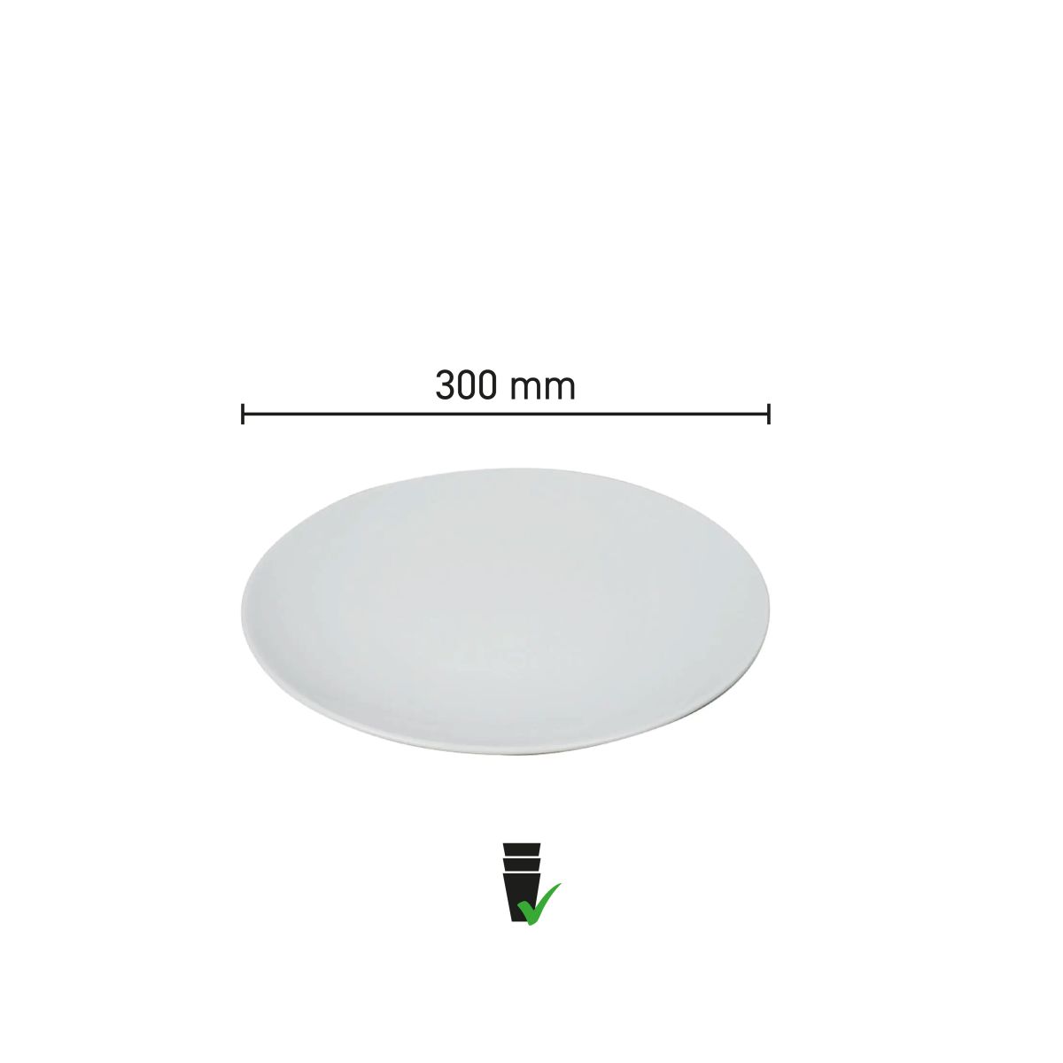 Gedetailleerde infographic met schaal en afmetingen van het ovale porseleinen steakbord 30 cm.