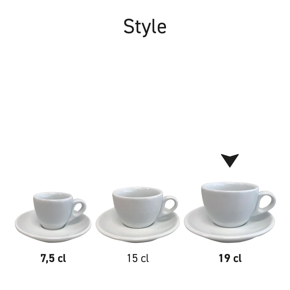 Serie-afbeelding van Style Cappuccino porseleinsets naast elkaar gepresenteerd.