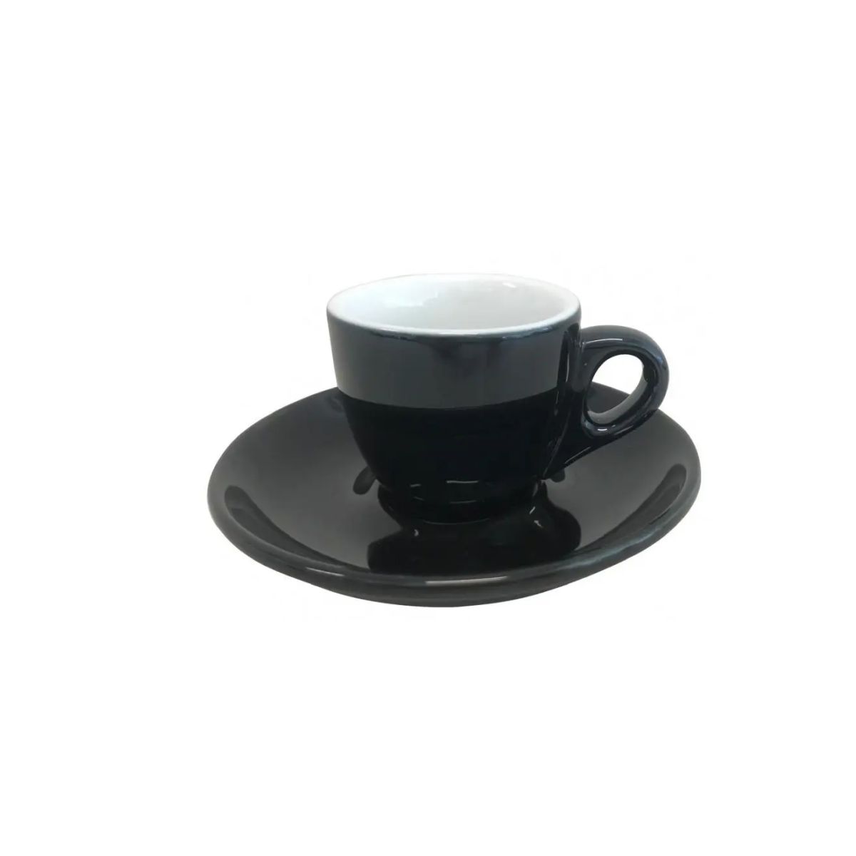 Style Espresso 7 cl SET van zwart-wit porselein, gepresenteerd in strak vooraanzicht.