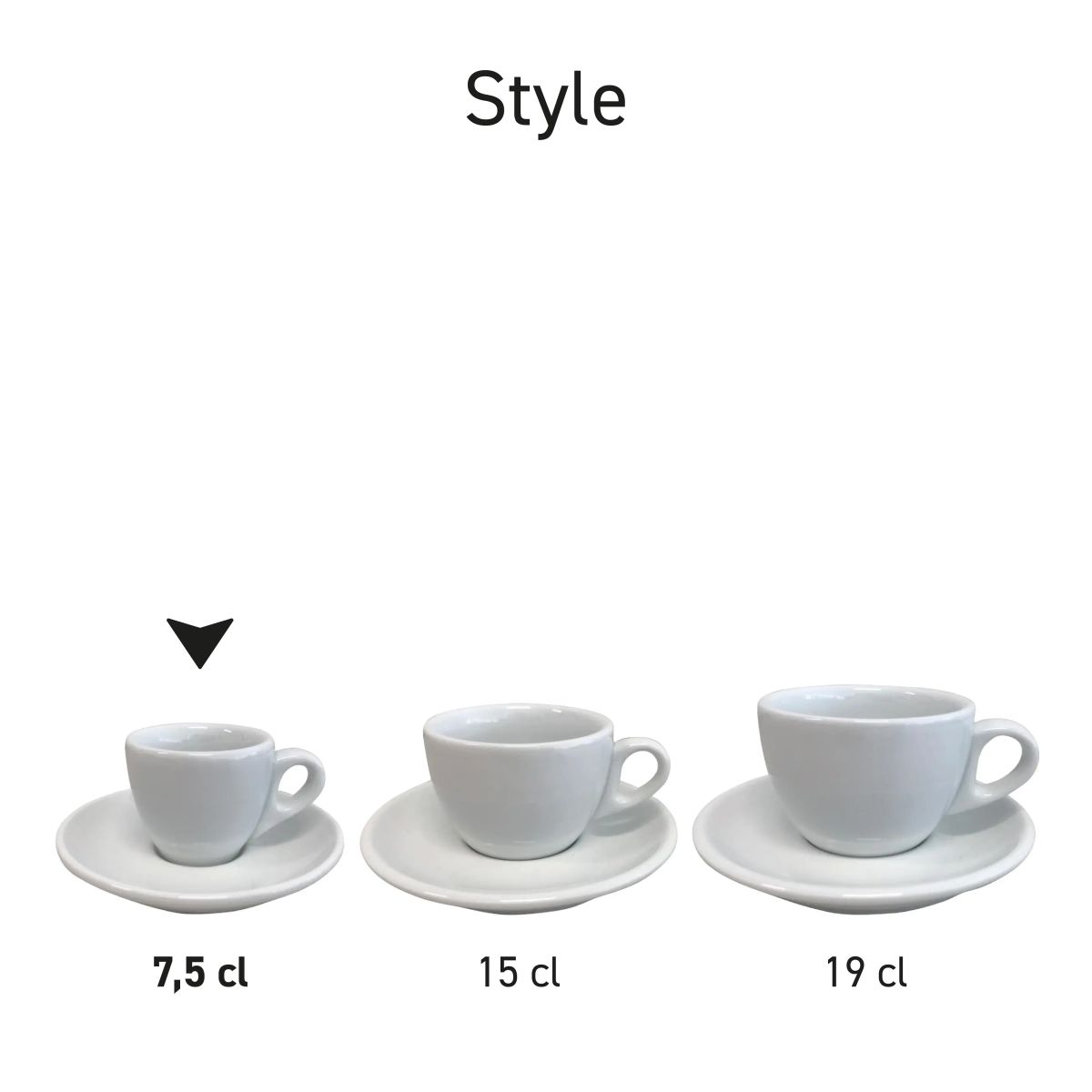 Seriebeeld van meerdere Style Espresso porseleinen sets naast elkaar geplaatst.