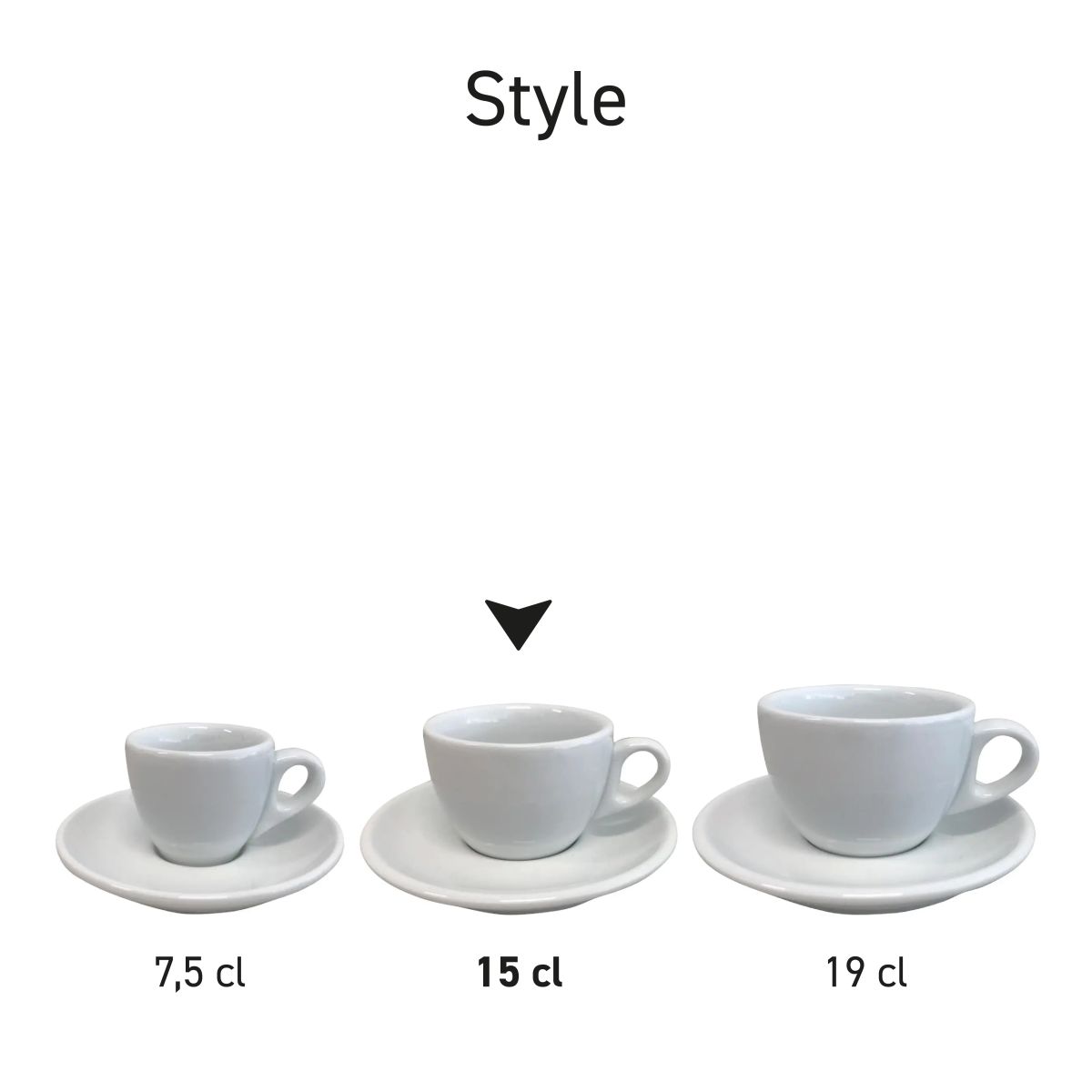 Seriebeeld van Style Koffie sets porselein, naast elkaar gepositioneerd.
